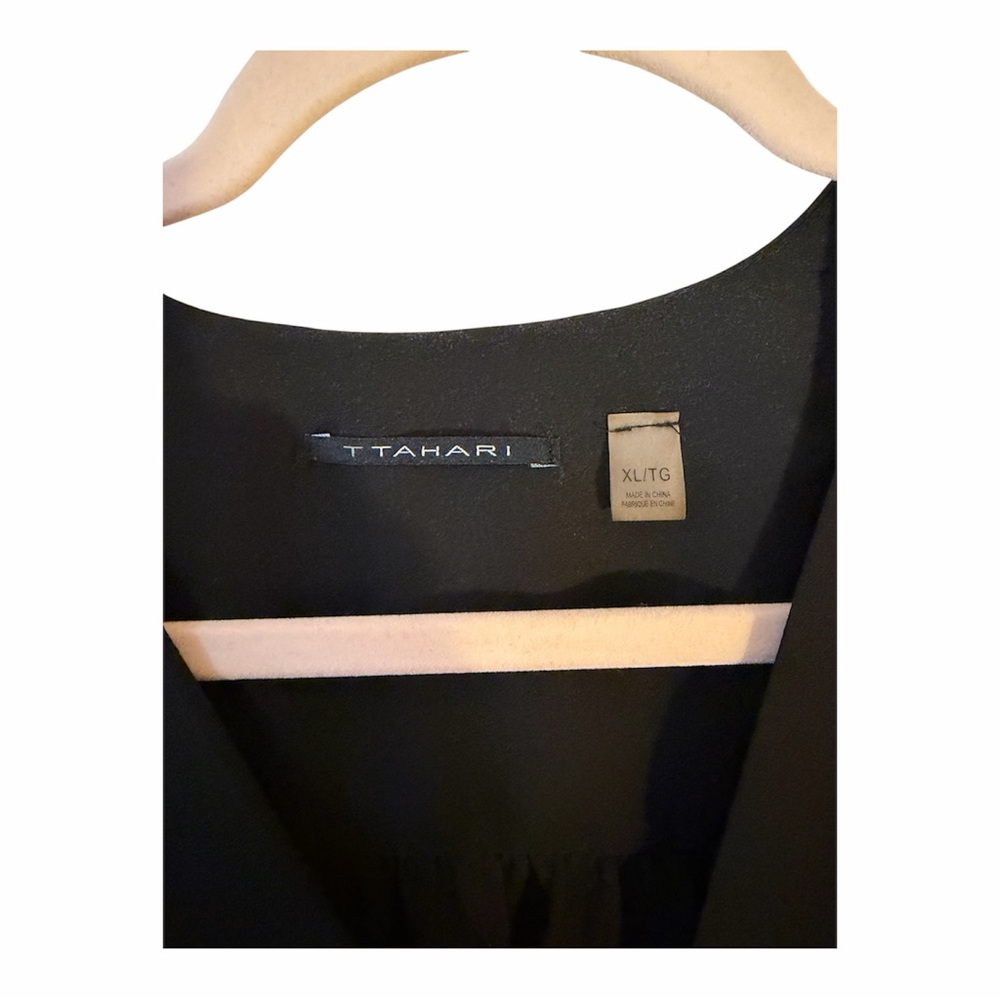 Tahari Black Wrap-Style Long Sleeve Blouse - Picture 3 of 4
